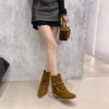 Women Boots Retro Pleated Round Toe Chunky Heel Boot 2026 New Autumn Winter Short Boots Khaki Velvet Surface Fashion Ankle Boots