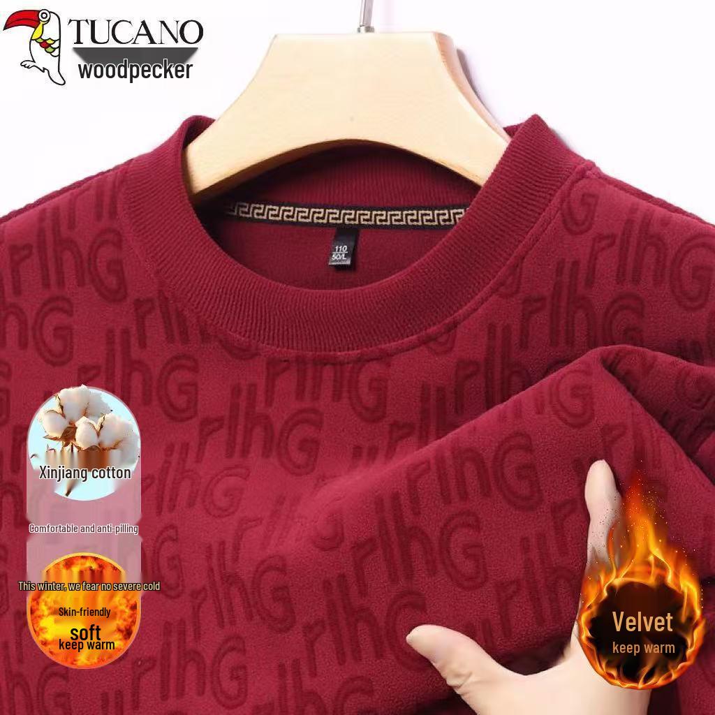 Woodpecker Men s High-End Australian Fleece Crewneck Sweatshirt - Thick, Warm, Casual Base Layer. M for 90-110 lbs