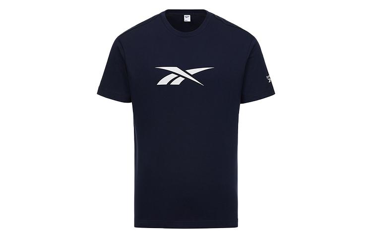 Reebok T Shirts Men s Dark Blue Crew Neck Moderate Straight Fit GR8479 M