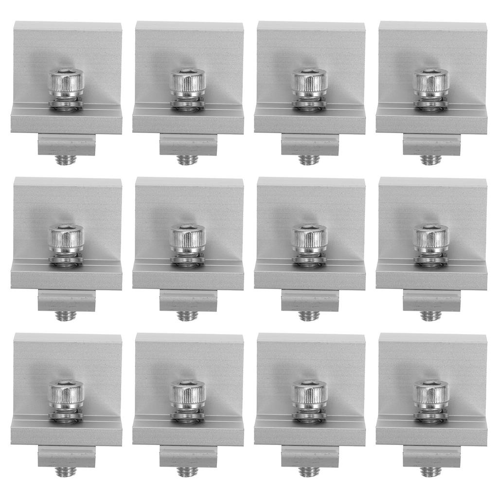 12Pcs Solar Panel Side Pressure Block Component Aluminium Alloy Bracket Easy Install Longevity Versatile Design