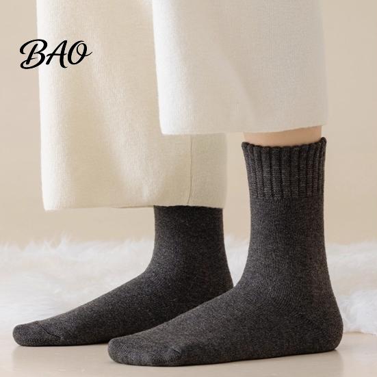 Non Binding Elastic Comfort Socks Women Thickened Winter Socks, Solid Color Mid Calf Thermal Fleece Lined Cozy Fuzzy for Snow Boots Crew Cold Weather,