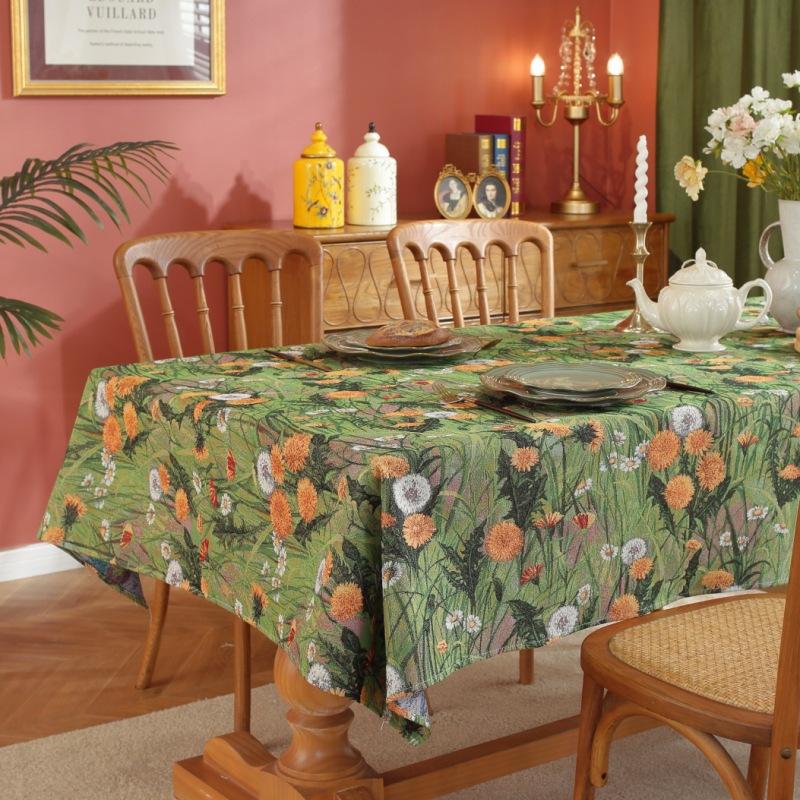 Jacquard retro trykt duk pastoral stil rektangulær spisebord klut tebord universell skrivebordsdekorasjon deksel klut