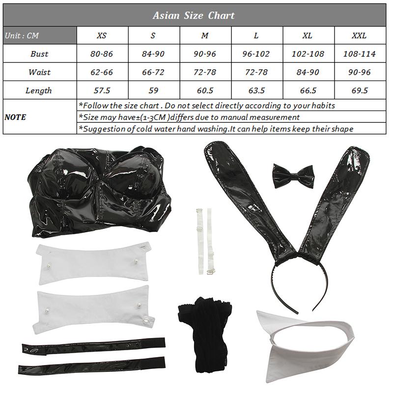 Sakurajima Mai Anime Cosplay Costume Women Sexy Costume Bunny Girl Cosplay Wigs Shiny Leather Jumpsuit Party Bodysuit