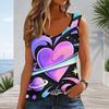 Women Plus Size Sleeveless Tank Top Cosmic Heart Planet Star Colorful Space Print Scoop Neck Top