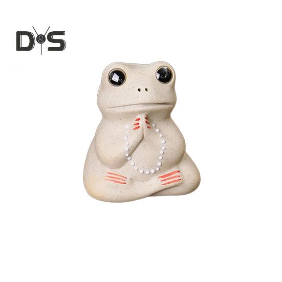 Keramik-Frosch, Tee-Haustier, Lotusblatt-Design, Mini-Keramik-Frosch-Ornament für Wohnzimmer, Schlafzimmer, Büro-Dekor
