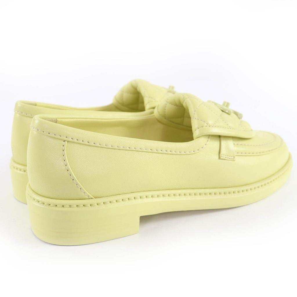 Chanel Loafers COCO Mark Matelasse Leather Yellow Leather Women 37 G45474 Used