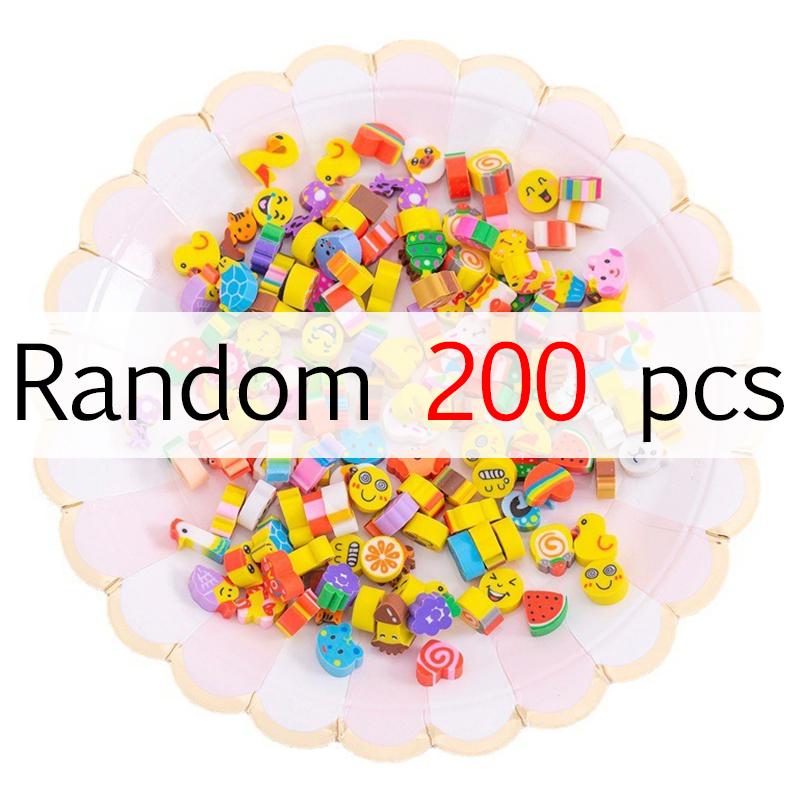 20/40/100/200PCS Mini Eraser Various Shapes Random Mix Cute Animal Fruit Cake Space Cartoon Student Reward Eraser Stationery ZYF