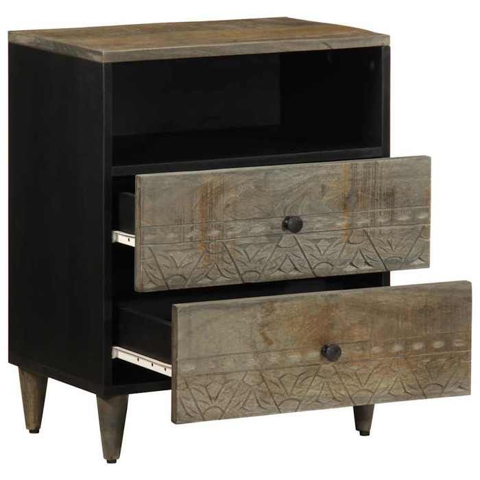 VidaXL Bedside Table Light Grey 50x33x60 Cm Solid Mango Wood, Bedside Cabinet, Bedroom Furniture, Table of 4017802