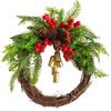Xmas Wreath Christmas Garland Bell Garland Front Door Decoration Xmas Party Scene Decorative Wreath Wall Hanging Decoration