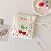 Square Embroidery Cherry Cosmetic Bag Cat Small Storage Bag Sanitary Napkin Storage Bag  Travel