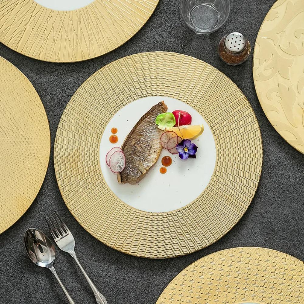 11.8 Inch Plated Gold and Silver Ceramic Plate Serving Plate Steak Tray Dessert Tray Molecular Cooking Tableware Dinner Plates