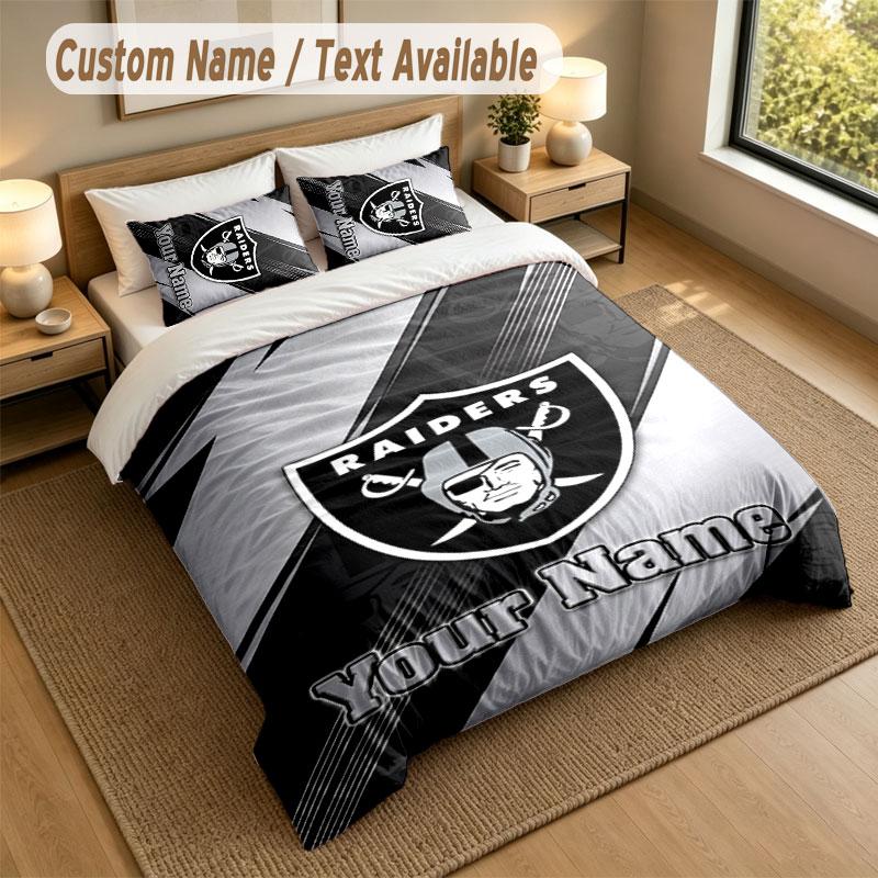 Bedding Set 1 Duvet Cover 2 Pillowcases Las Vegas Raiders Print Soft Bed Linen Bedroom Decor