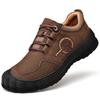 2024 New Men Leather Casual Hiking Shoes Outdoor Antiskid Genuine Leather Walking Shoes Soft Homme Classic Ankle Flats Moccasin