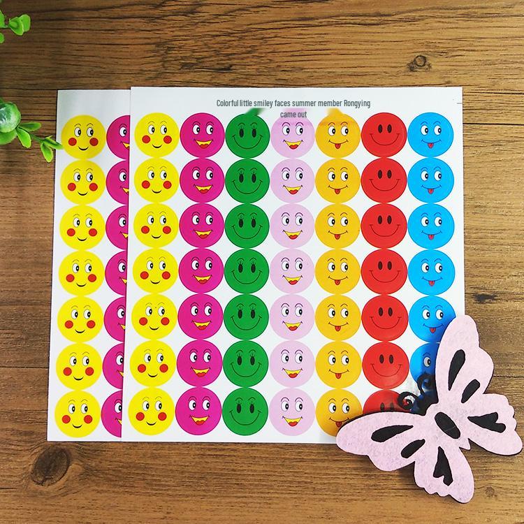 Kids' Reward Stickers: Smiley Faces, Red Stars & Cartoon Designs for Kindergarten Praise