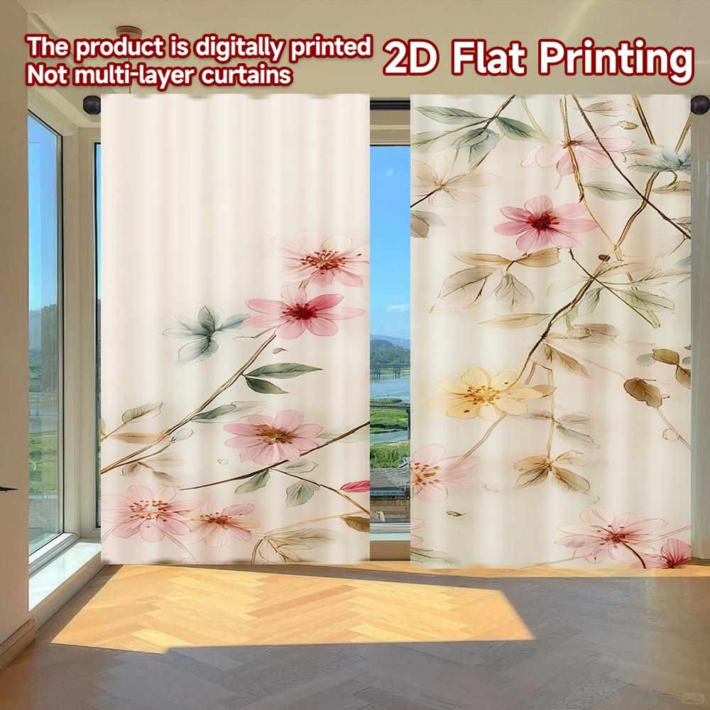 

Set Of 2 Flat Printing Curtains Without Rod Floral Spring Design Saint Patrick Is Day Holiday Digital Curtain Polyester W100*H70(CM)-Rod Pocket&2PCS