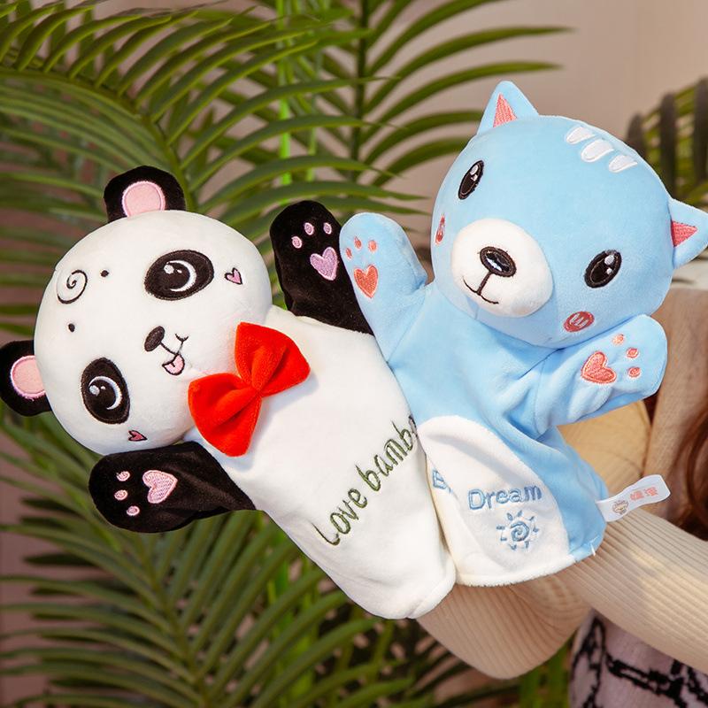 Cartoon Hand Puppet Cute Tease Baby Child Zoo Plush Animal Hand Glove Puppet Finger Sack Stuffed Doll Funny Kids Birthday Gift