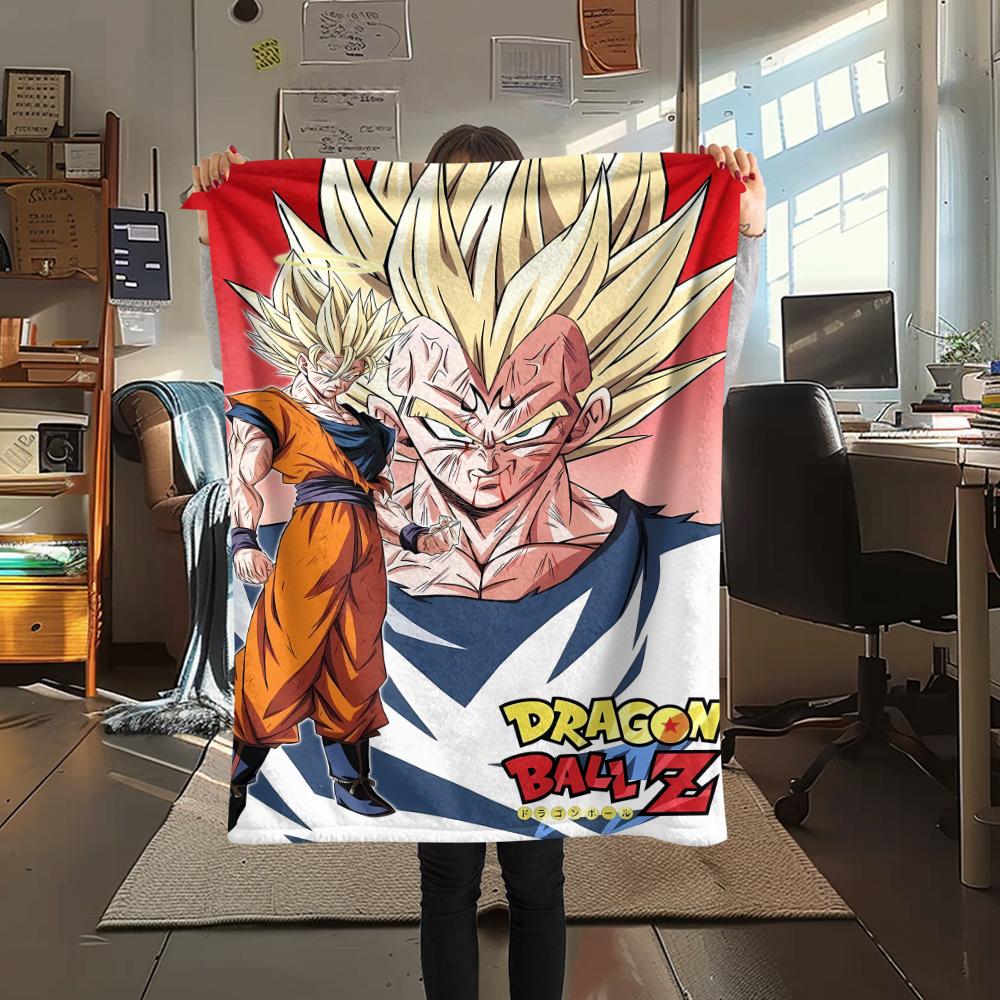 

Фланелевое одеяло с принтом персонажей Dragon Ball, Высококачественное, Удобное для всех сезонов, Декор для дома, Тепло и уют, Идеально для рождественских подарков 80cm x 120cm