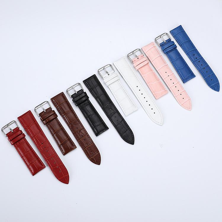 Genuine Leather Cowhide Bamboo Pattern Waterproof Watch Strap Accessory