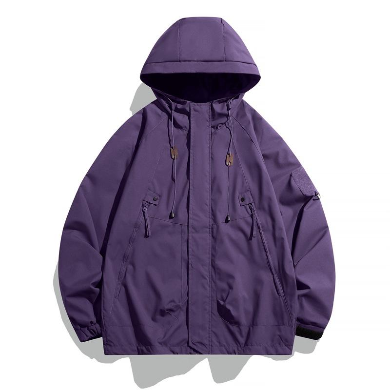 Herren Windbreaker Jacken Einfarbig Frühling Herbst Paar Outdoor Kapuzenmäntel Wasserdicht Männlich Sport Klettern Reißverschluss Oberbekleidung