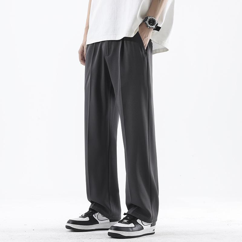 Mingge | Summer new ice silk quick-drying small pants men's loose drape straight light business casual pants