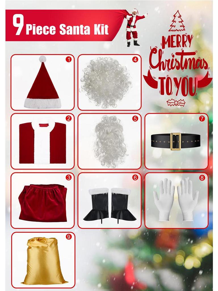 Men's Santa Claus Costume Set for Christmas & New Year's Eve Cosplay Parties