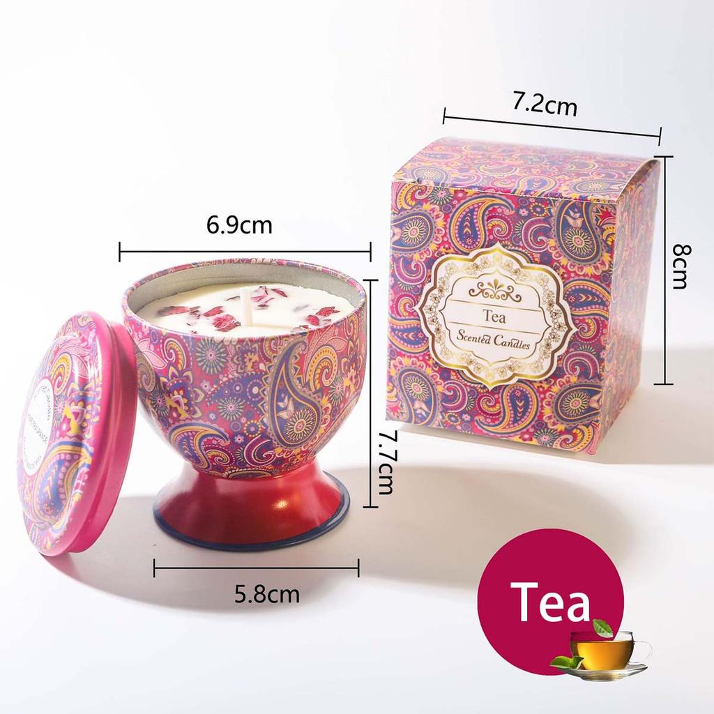 Goblet Design Scented Candle Box Vintage Flower Rose Lavender Candle Jar Soy Wax Fragrance Candles Wedding Birthday Gift Home De