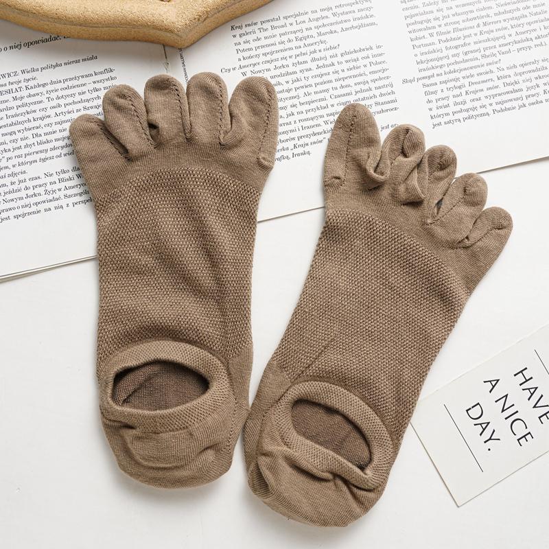 Men's Five-finger Socks Summer Thin Breathable Split Toe Socks Invisible Mesh Boat Socks Solid Color Cotton Socks Deodorant Sweat-absorbent Socks