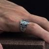 S925 Sterling Silver Ring Living Mouth Men's Wide Version Thai Silver Alphabet Opening Ring Hip Hop Punk Boutique Jewelry Gift