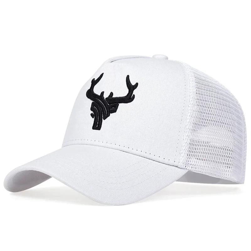 Unisex Antler Embroidered Baseball Cap Adjustable Men Women Summer Breathable Mesh Caps Casual Sunscreen Hat Dad Hats