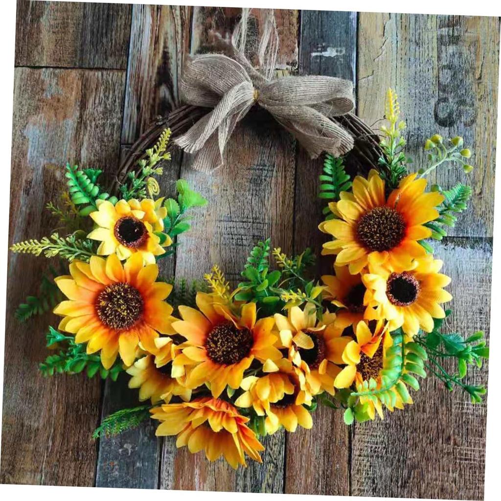 NOLITOY 1pc Sunflower Door Trim Decoraciones para Salas De Casa Flower Hoop Garland Hanging Hoop Wreath Large Sunflower Wreath Summer Front Door