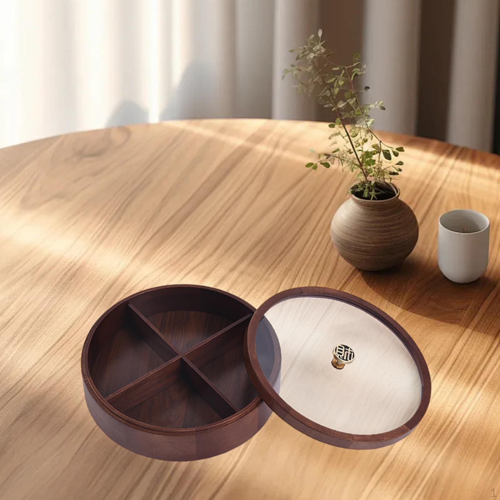 

Подставка для сухофруктов, переносная деревянная с отделением для хранения конфет, орех 28x9cm