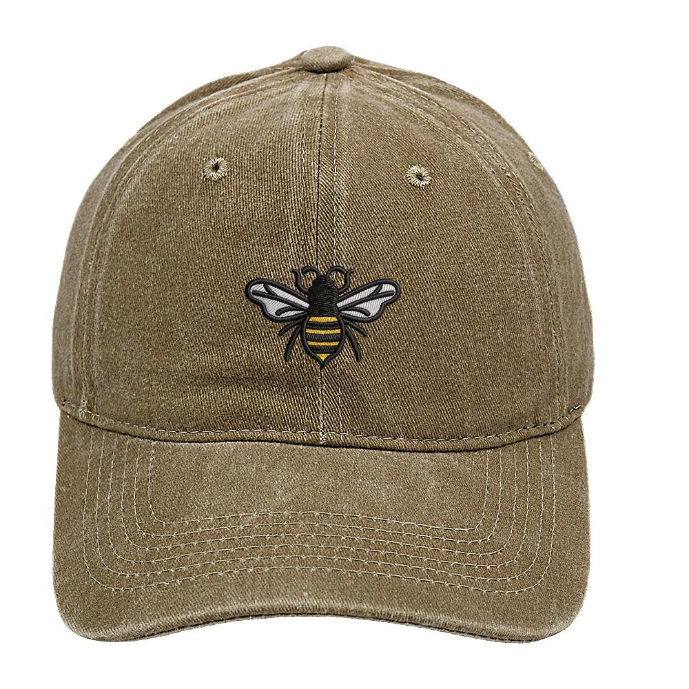Bee baseball cap cartoon cute embroidery cap European and American retro washed old men's and women's casual hat