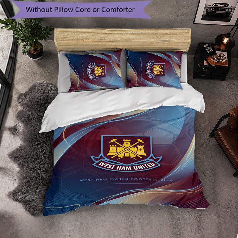 West Ham United Calcio Set Biancheria da Letto 3 Pezzi Morbido Set Copripiumino con Federe Set Decorazione Camera da Letto per la Casa