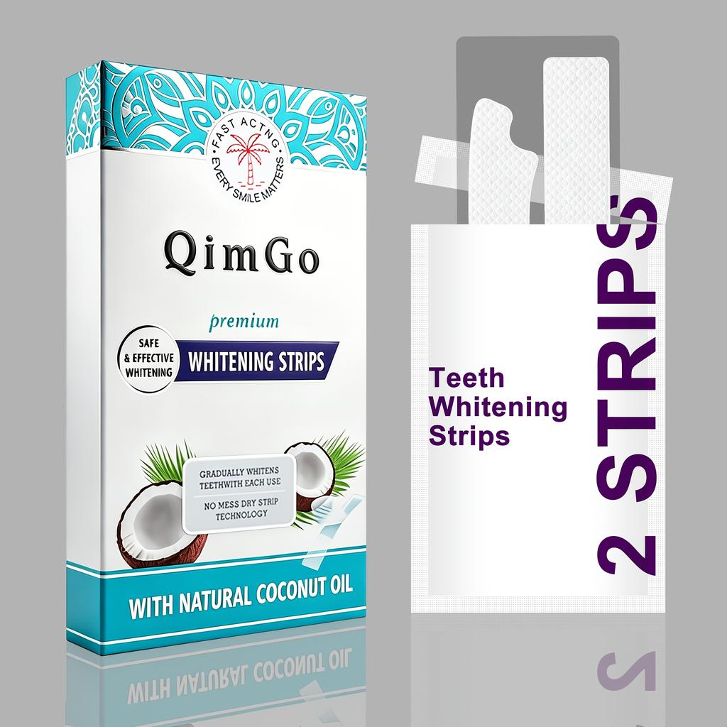 Coconut Oil Teeth Whitening Strips - 14 Pairs Non-Slip Dry Strip Technology for Home Use