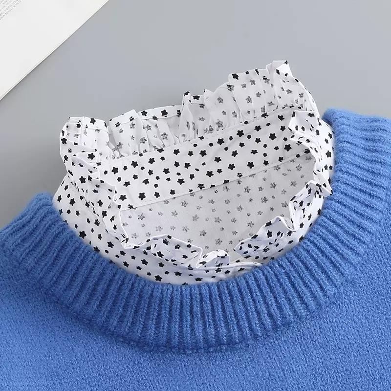 Białe Sztuczne Kołnierzyki Dla Kobiet Krata Klapa Odpinany Kołnierzyk Koszula Koronka Stójka Fałszywy Kołnierzyk Kobieta Zdejmowany Krawat Nep Kraagie