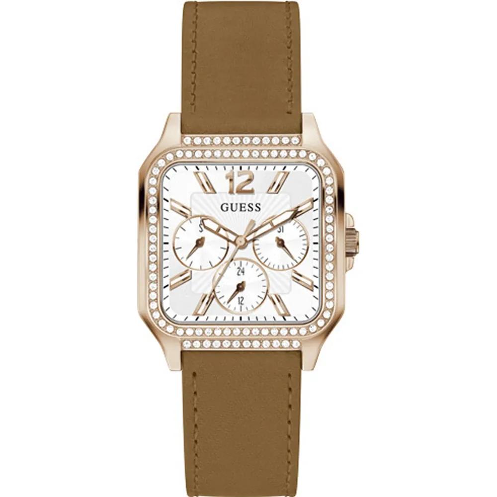 GUESS Deco Rose gold Brown Stainless steel Leather Ladies Quartz GW0309L3 розового золота