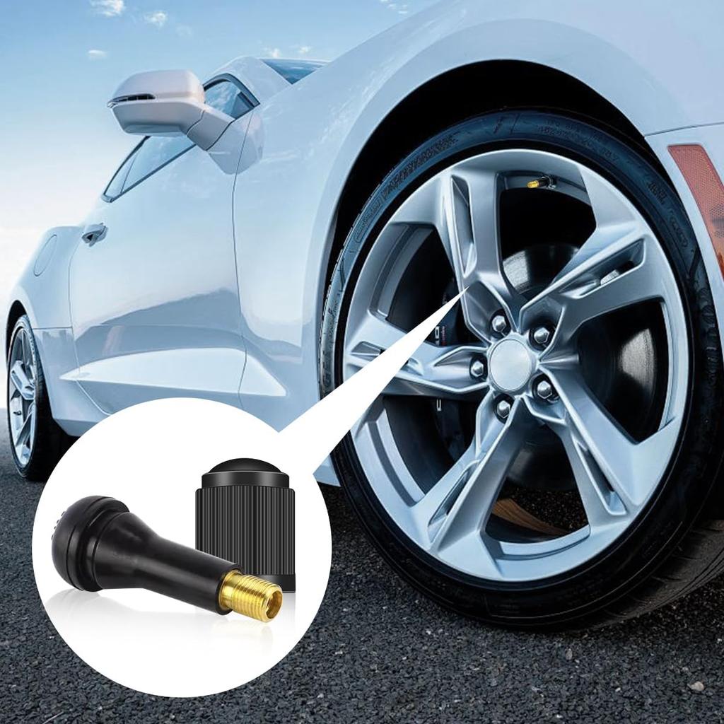 Mandark 100PCS Car TR413 Tire Valve Stems, Rubber Snap-In Automotive Valve Stems, Vehicle 0.453 Inch Tubeless Rim Holes Valve Stem Replacement