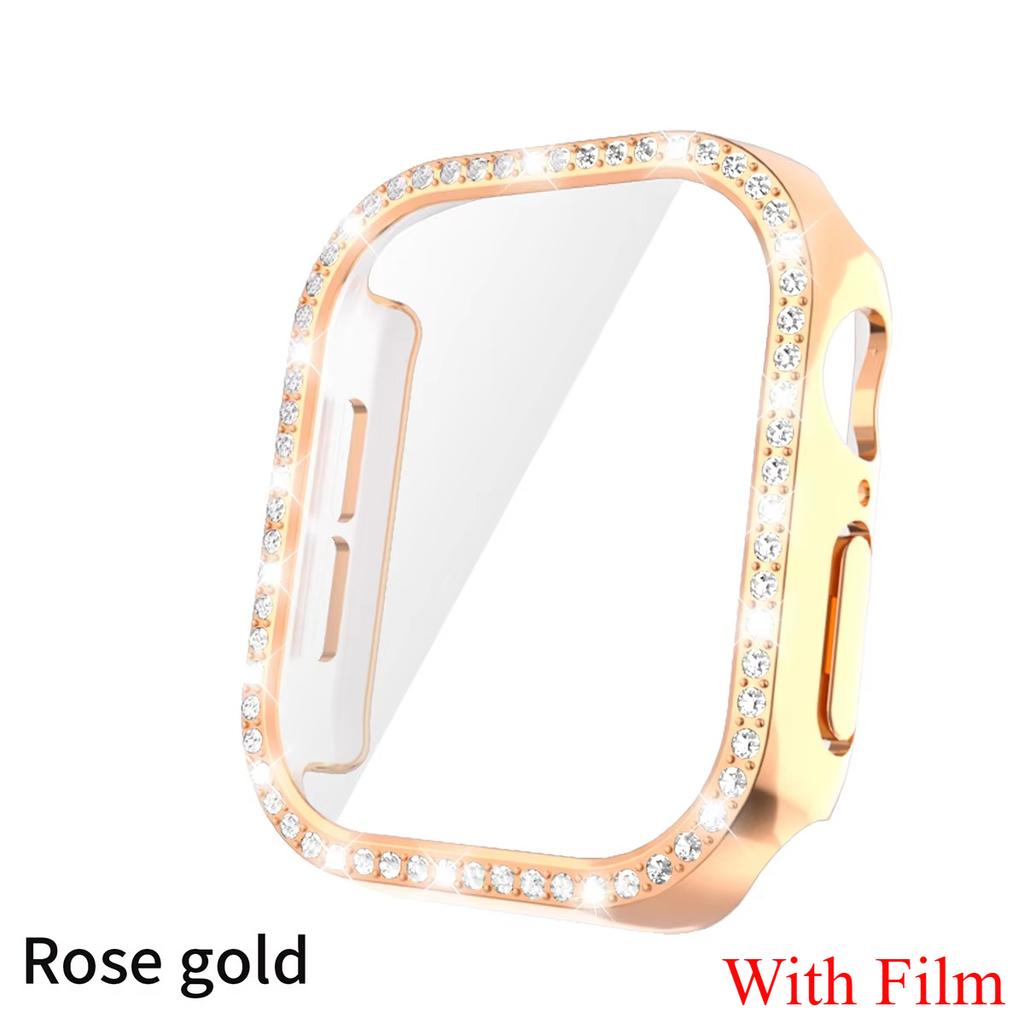 Glass+Diamond Cover For Apple Watch Case 46mm 42mm Bling Bumper Protector for iWatch Series 11 10 46 42mm Watch Case