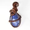 Natural Lapis Lazuli 65 Ct Certified Handmade Copper Wire Wrapped Oval Pendant