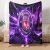 Toul-ouse Crest Design Flannel Blanket, Soft Polyester, Modern Design, All-Season for Camping, Travel, Gifts for Holidays or Birthdays