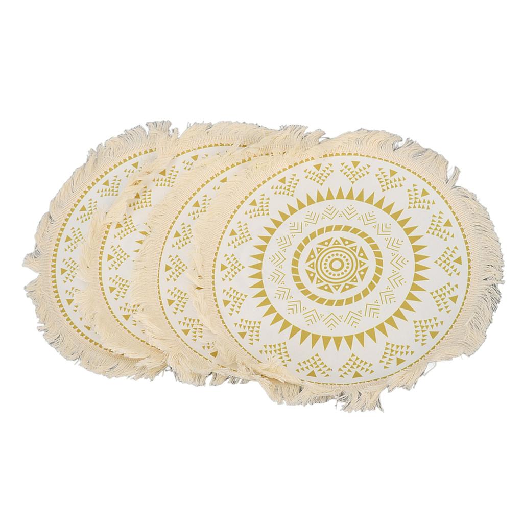4Pcs Boho Table Mats Cotton Easy To Clean DIY Placemats with Tassels for Posing Beauty Shoots