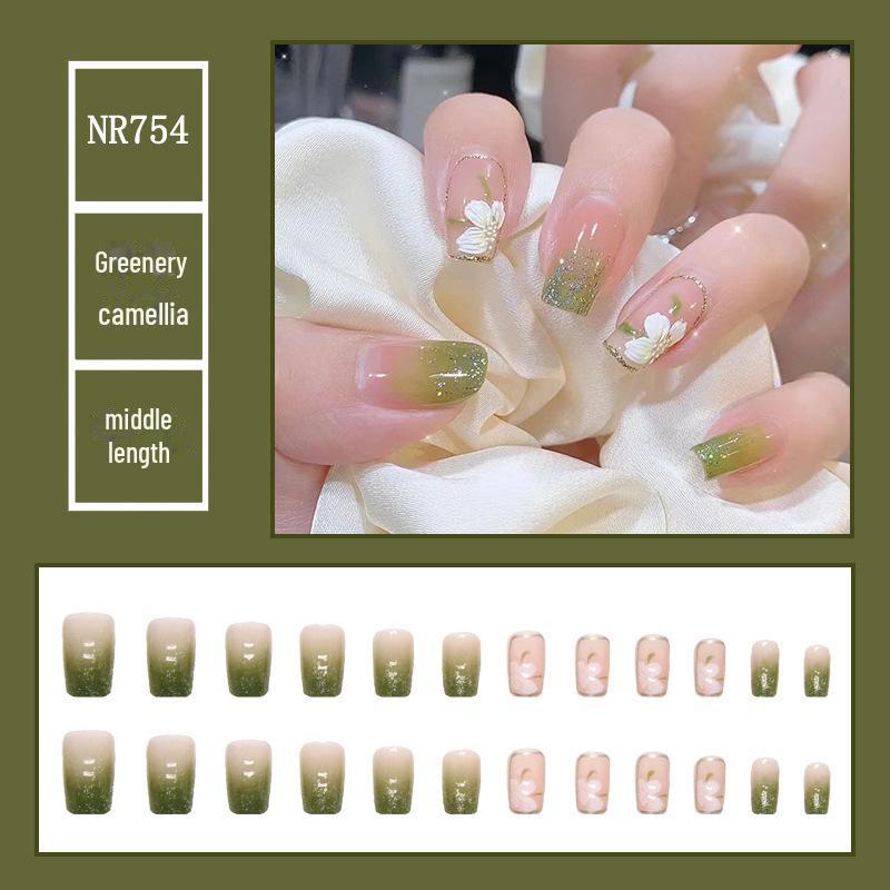 Medium & Long Rectangular T-Shaped Wearable French Cartoon Nail Art Patches - One Size Fake Nails
