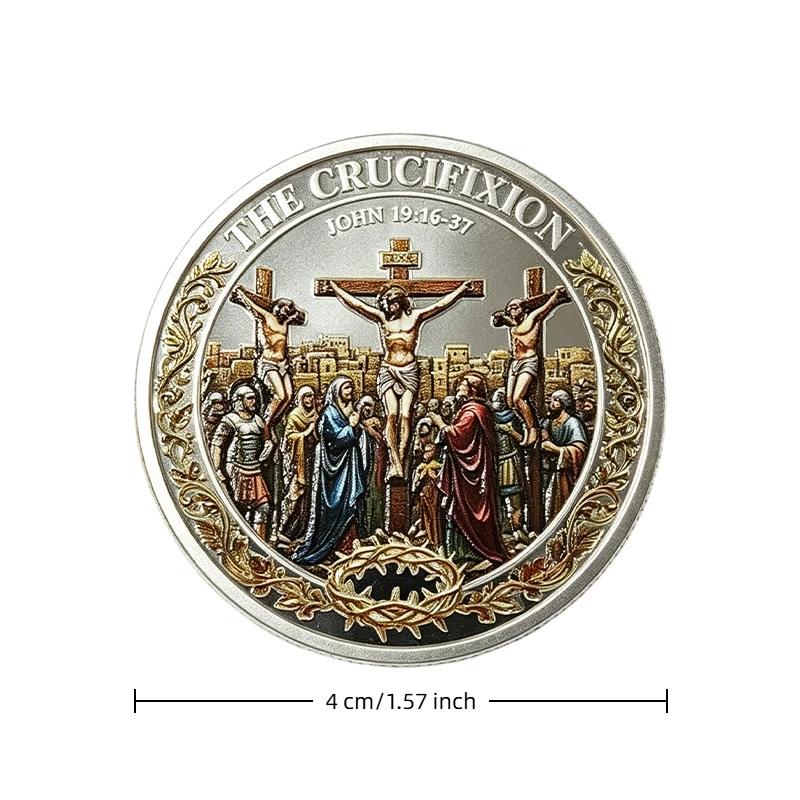 1Pz La Crocifissione La Resurrezione Moneta Commemorativa Collezionabile Religioso Getone Souvenir Regali per le Feste