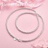 925 Sterling Silver 4mm 16-30 Inch Delicate Bright Round Bead Necklace for Women, Fashionable Party and Wedding Accessories