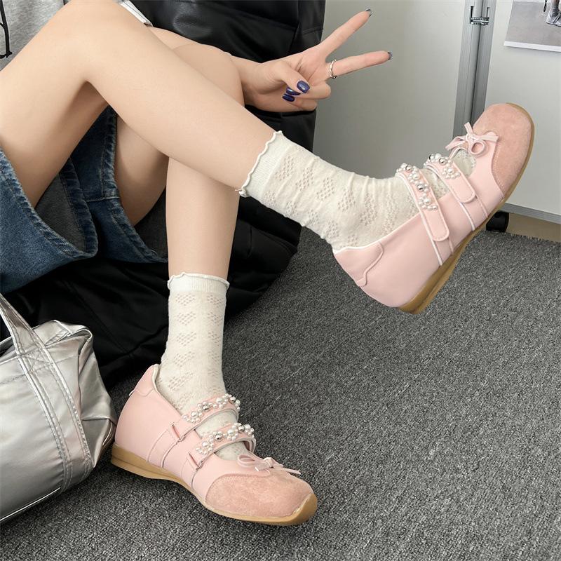 Xiaoxiangfeng slope heel Mary Jane shoes women's spring and autumn versatile one-pedal flat-soled single shoes mesh breathable casual women's shoes