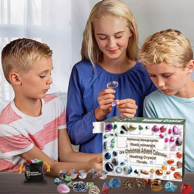 Advent Countdown Christmas Calendars Healing Crystal Stone Blind Box Gift Toy