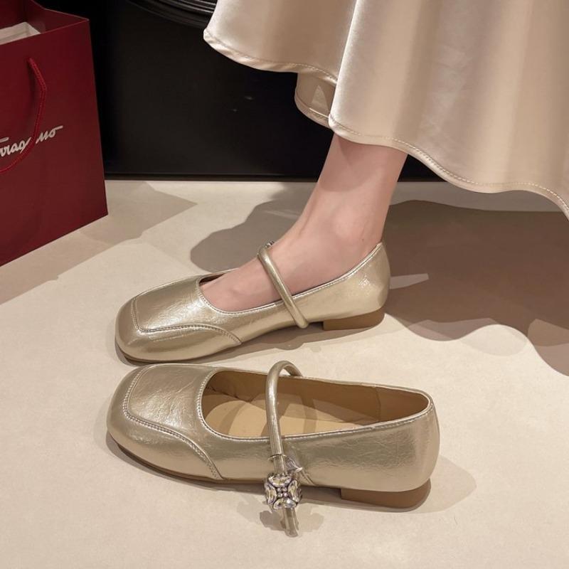 Vintage Mary Jane Shoes Women's Head Buckle Ballet Shoes Summer Skirt Light Mouth Single Shoes