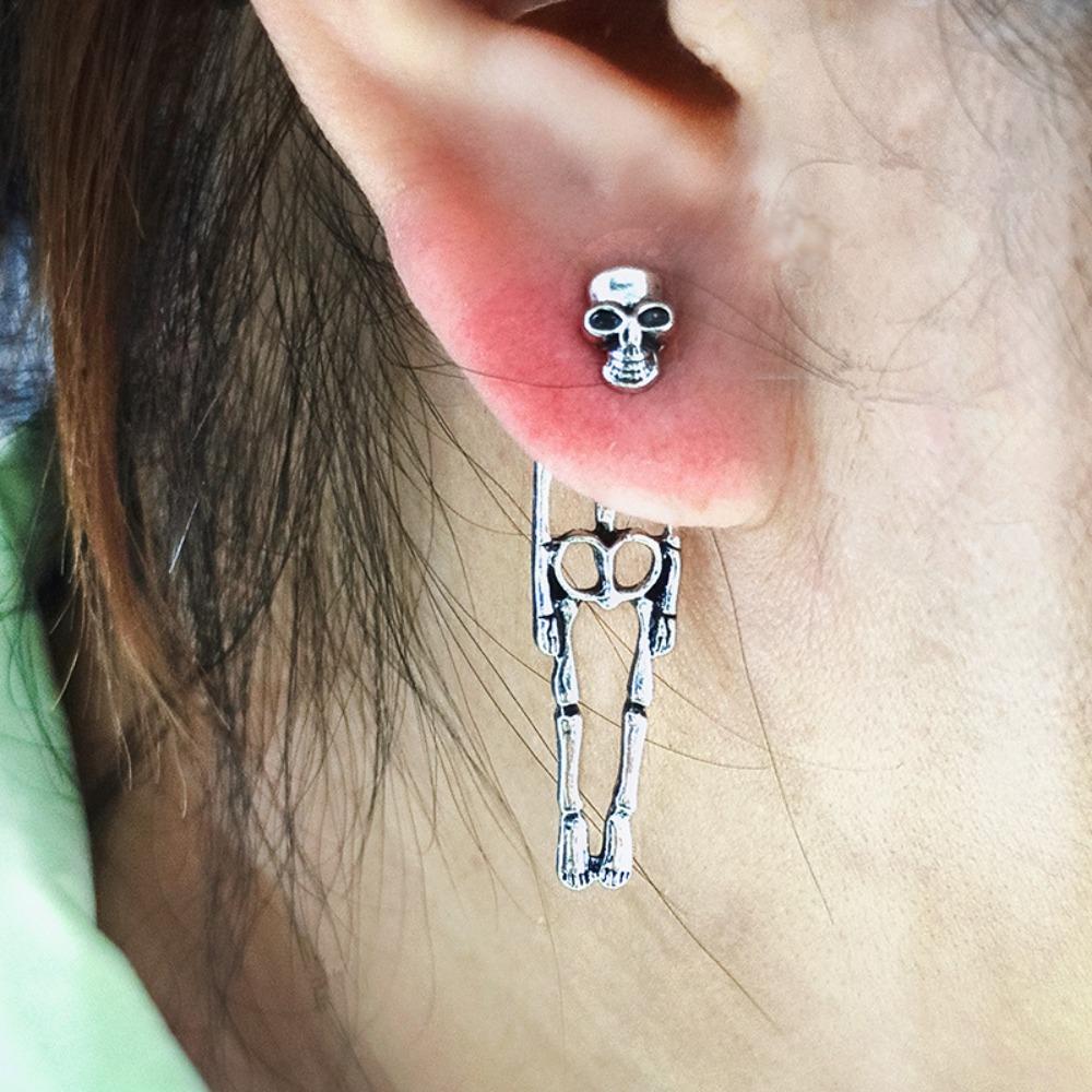 Zinc Zinc Alloy Skeleton Earrings Hip Hop Imitation Human Bone Earrings Aesthetic Halloween Earrings  Gift