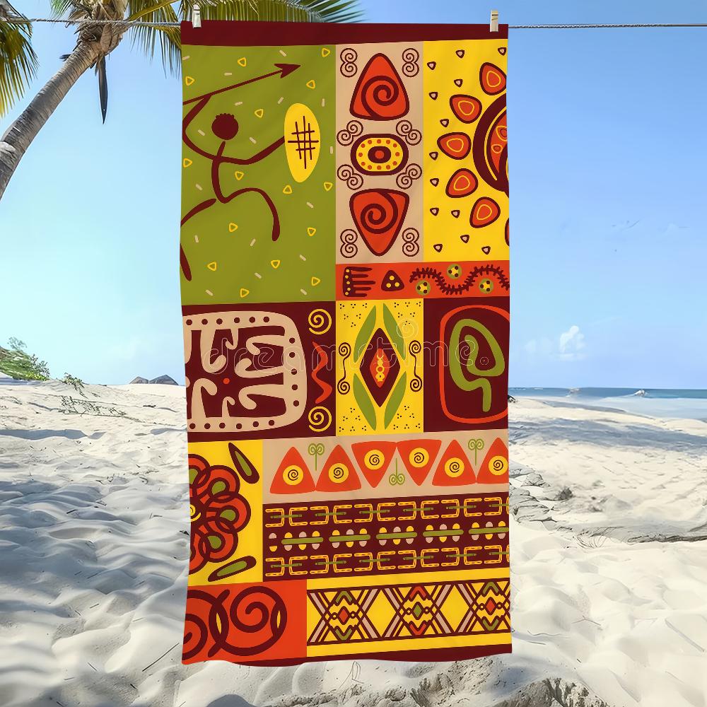 African Style G-Geometric Print Towel Beach Oversized Soft Ultra Absorbent Quick Drying Large Pool Travel Camping Bathroom