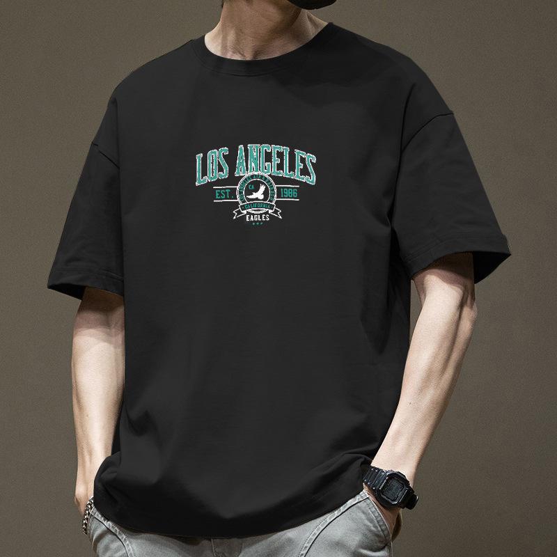 Summer Short Sleeved T-shirt Men's Loose Plus Size American Trendy Brand Ins Round Neck Half Sleeved Printed T-shirt Casual Comfortable Top